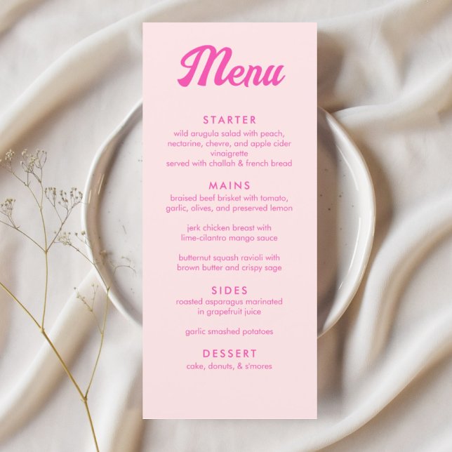 Personalized Pink Tropical Bat Mitzvah Party Menu (Personalized Pink Tropical Bat Mitzvah Party Menu)