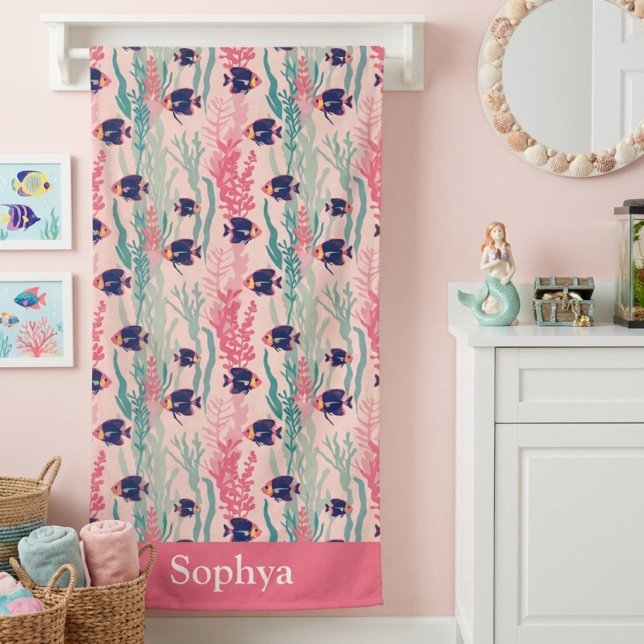 Personalized Pink Tropical Fish Beach Towel (Creator Uploaded)