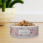 Personalized Pink Tropical Floral Pattern Pet Bowl<br><div class="desc">For the pets with the most aloha,  this cute island inspired dog or cat bowl features a pattern of tropical orchid flowers and botanical foliage in shades of blush pink,  lavender on a pastel pink background. Personalize with your pet's name.</div>