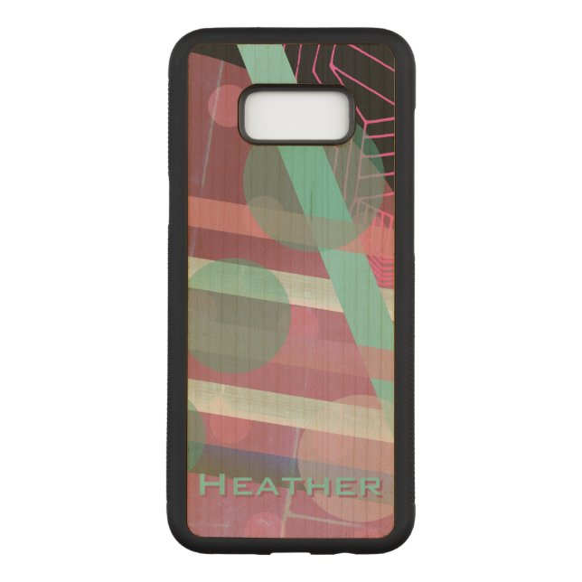 Personalized/Pink & Turquoise/Abstract Design Carved Samsung Galaxy S8+ Case (Back)