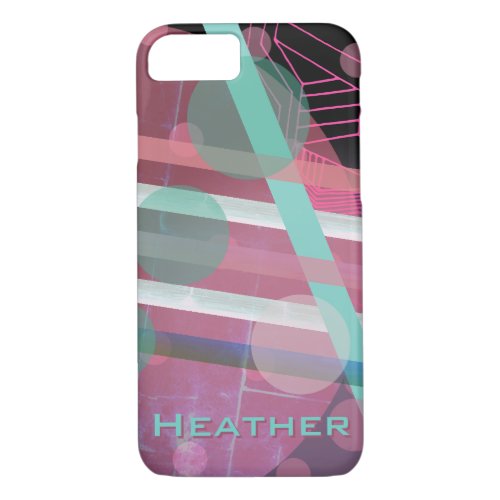 PersonalizedPink  TurquoiseAbstract Design iPhone 87 Case