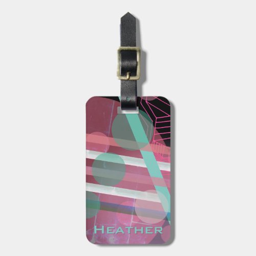 PersonalizedPink  TurquoiseAbstract Design Luggage Tag