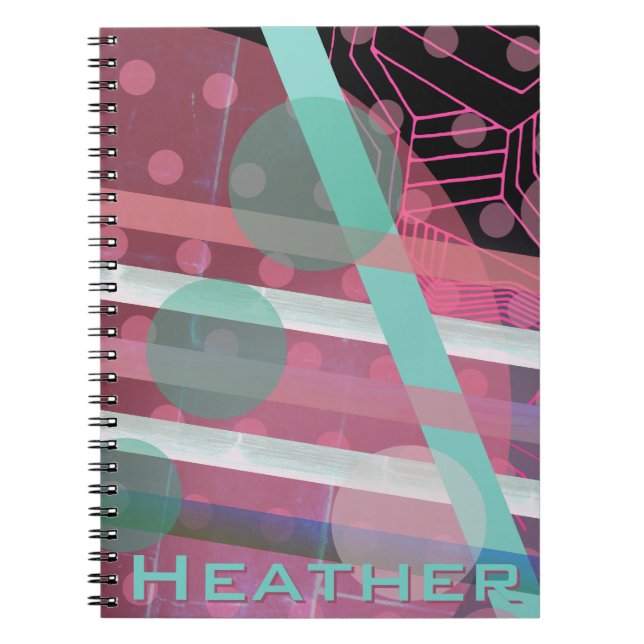 Personalized/Pink & Turquoise/Abstract Design Notebook (Front)