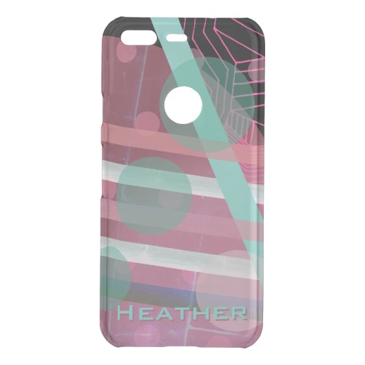 Personalized/Pink & Turquoise/Abstract Design Uncommon Google Pixel Case (Back)