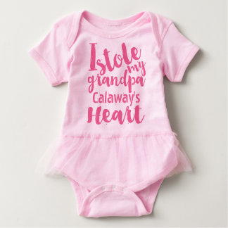 Personalized Pink Tutu Stole My Grandpas Heart Baby Bodysuit