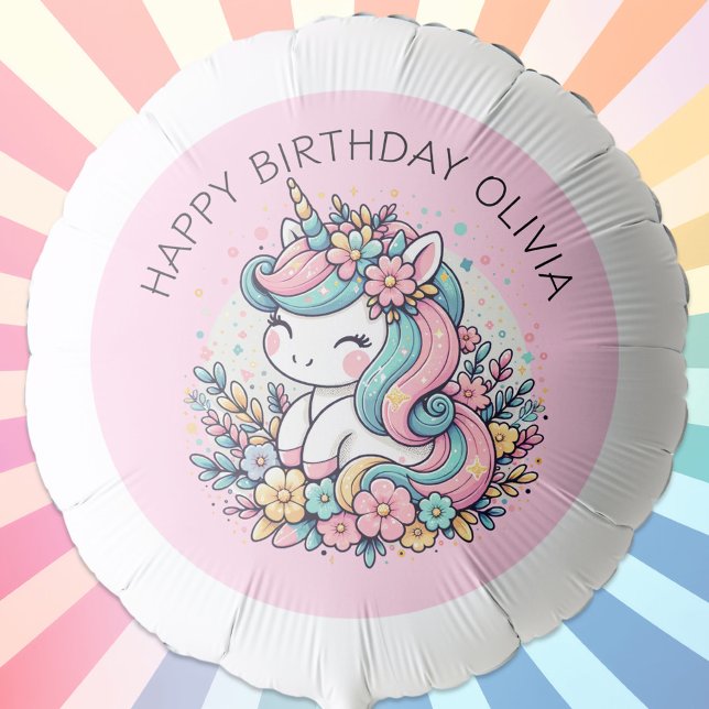 Personalized Pink Unicorn Girl's Birthday Balloon (Creator Uploaded)