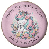Personalized Pink Unicorn Girl's Birthday Chocolate Covered Oreo (Front)