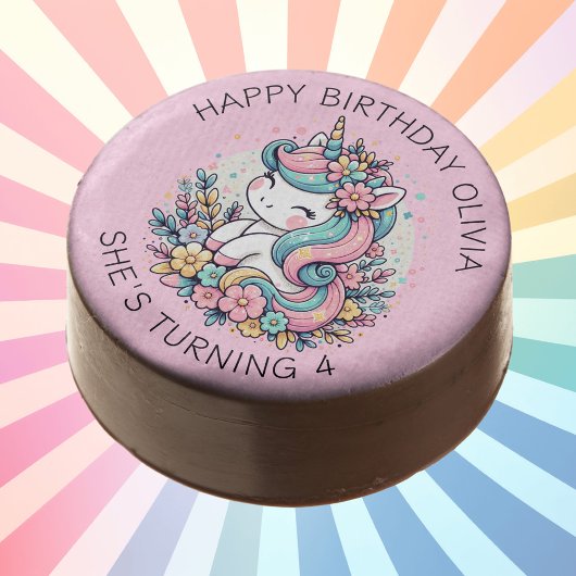 Personalized Pink Unicorn Girl's Birthday Chocolate Covered Oreo