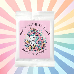 Personalized Pink Unicorn Girl's Birthday Lemonade Drink Mix