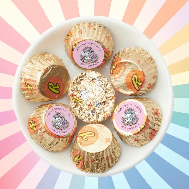 Personalized Pink Unicorn Girl's Birthday Reese's Peanut Butter Cups (Creator Uploaded)