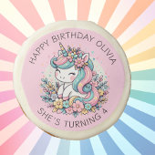 Personalized Pink Unicorn Girl's Birthday Sugar Cookie