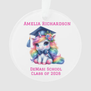 Personalized Pink Unicorn Graduation Ornament