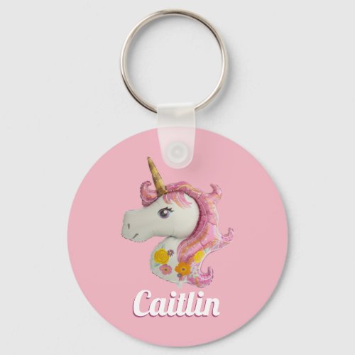 Personalized Pink Unicorn Keyring