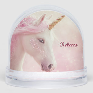 Personalized Pink Unicorn  Snow Globe