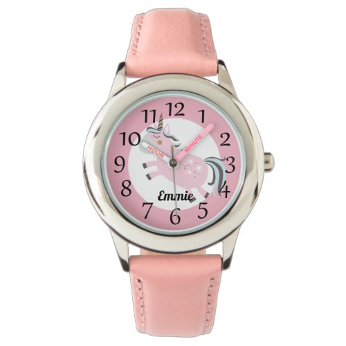 Personalized Pink Unicorn Stars Watch