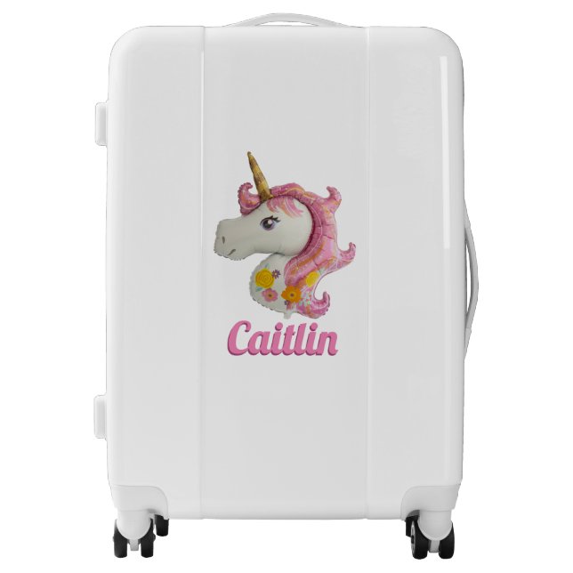 Personalized Pink Unicorn Suitcase (Front)