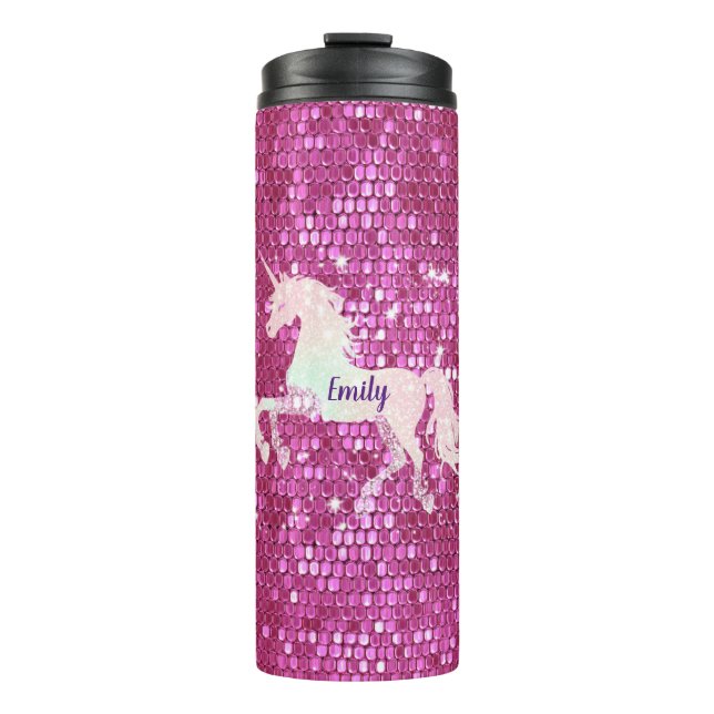 Personalized Pink Unicorn Thermal Tumbler  (Front)