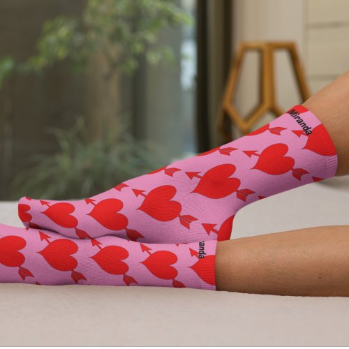 Personalized Pink Valentines Day Name Socks