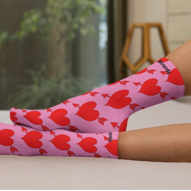 Personalized Pink Valentines Day Name Socks (Creator Uploaded)