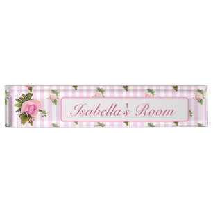 Baby Name Desk Plates Zazzle Personalized Pink Vintage Rose Baby Nursery Name Desk Plate