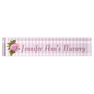 Baby Name Desk Plates Zazzle Personalized Pink Vintage Rose Baby Nursery Name Plate