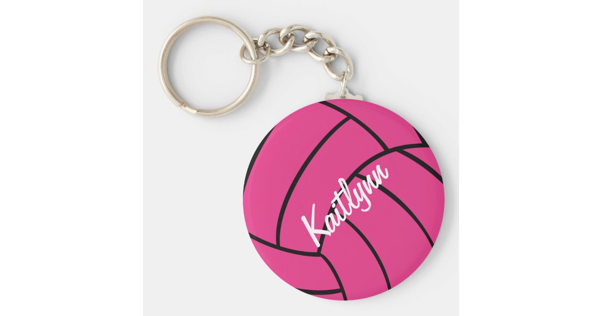 Personalized Pink Volleyball Keychain | Zazzle