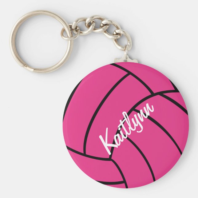 Personalized Pink Volleyball Keychain (Front)