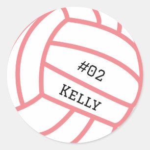 Personalized Pink Volleyball Stickers