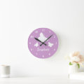 Personalized pink wall clock with butterflies | Zazzle