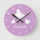 Personalized pink wall clock with butterflies | Zazzle