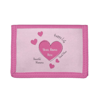 Personalized Pink Wallet with Heart Design