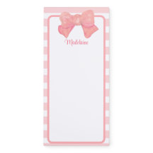 Personalized Pink Watercolor Bow Stripes