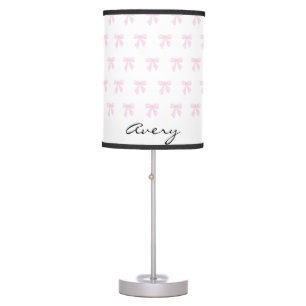 Personalized Pink watercolor Bow Table Lamp