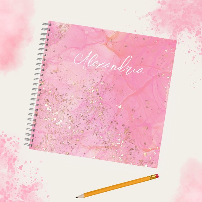 Personalized Pink Watercolor Glittery Modern Notebook (Creator Uploaded)