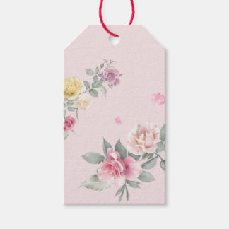 Personalized Pink Watercolor Rose Floral Gift Tags