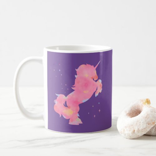 Personalized Pink Watercolor Unicorn Coffee Mug