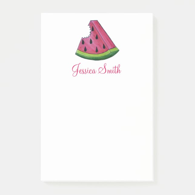 Personalized Pink Watermelon Fruit Slice Post Its Post-it Notes (Front)