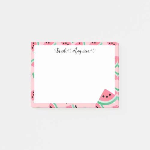 Personalized Pink Watermelon Post_it Notes