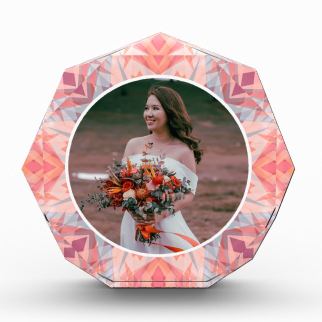 Personalized Pink Wedding Anniversary Bride Gift Photo Block (Front)