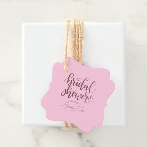 Personalized Pink Wedding Bridal Shower Favor Tags