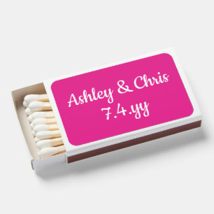 Personalized Pink Wedding Modern Reception Favor Matchboxes