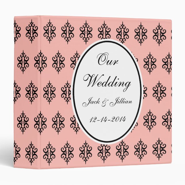 Personalized Pink Wedding Scrapbook 3 Ring Binder (Front/Spine)