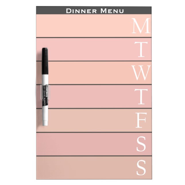 Personalized Pink Weekly Dinner Menu Dry-Erase Board (Front)