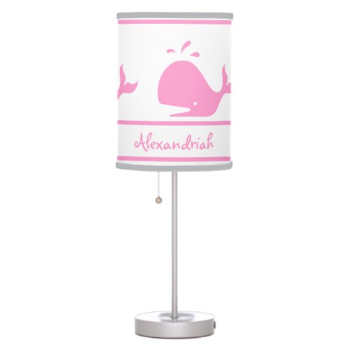 Personalized Pink WHALE White background  Table Lamp