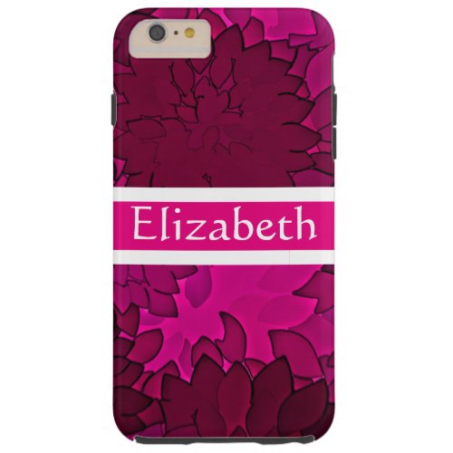 Personalized Pink White Black Floral Pattern Tough iPhone 6 Plus Case