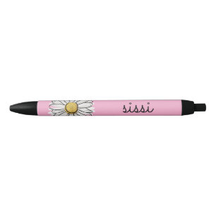 Personalized Pink & White Daisy Pen – Custom Text