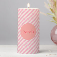 Personalized Pink & White Diagonal Striped