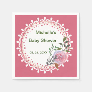 Personalized Pink & White Florals Napkins