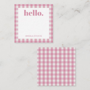 Personalized Pink White Gingham Note Card