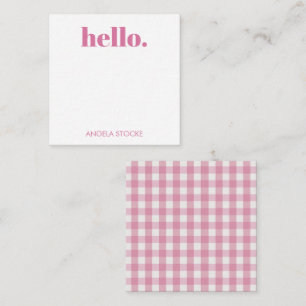 Personalized Pink White Gingham Note Card
